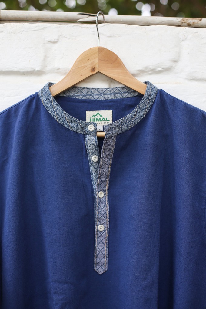 Hemp & Organic Cotton Kurtha - Blue Long sleeve shirt from Himal Natural Fibres