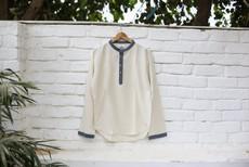 Hemp & Organic Cotton Kurtha - White Long sleeve shirt via Himal Natural Fibres