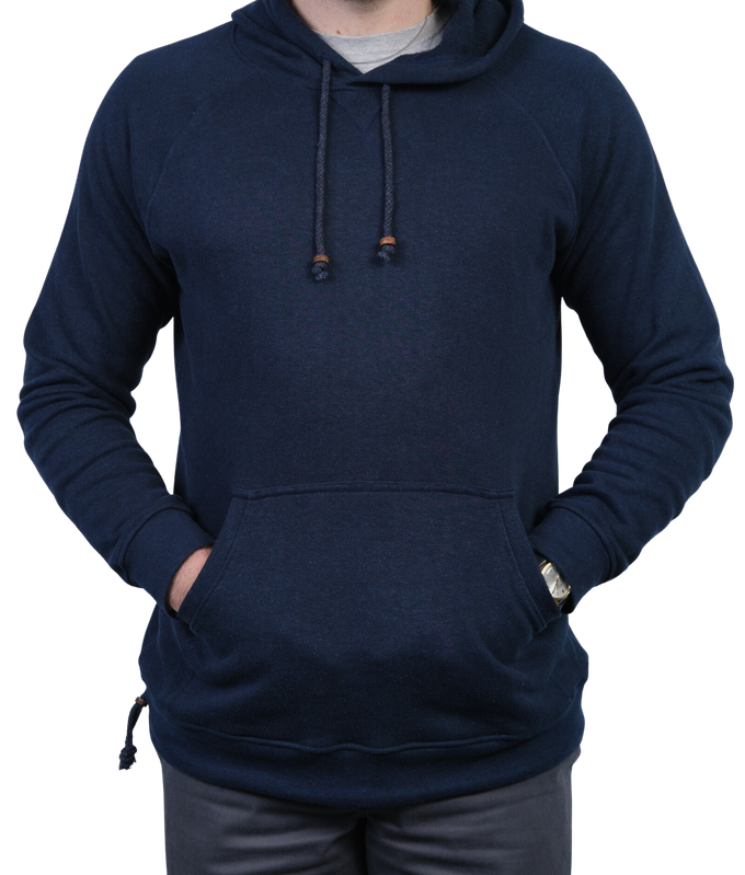 Mens Hemp and Cotton fleece Hoody - Blue from Himal Natural Fibres