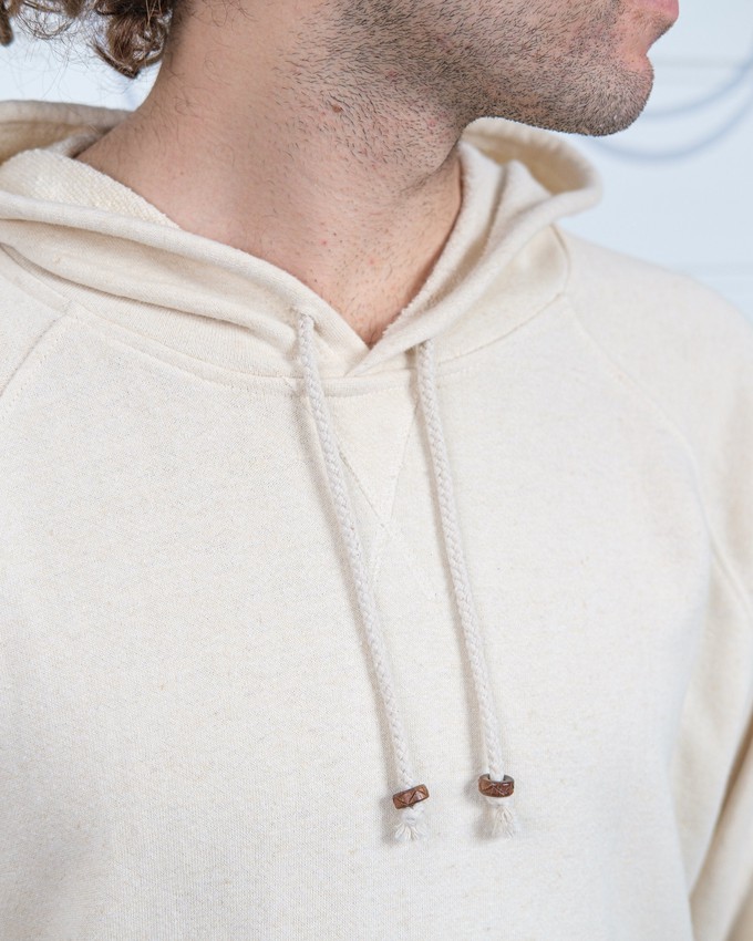 Mens Hemp and Cotton fleece Hoody - Cream Jumper from Himal Natural Fibres