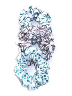 Set of 3 Organic Cotton Printed Scrunchies via Jenerous