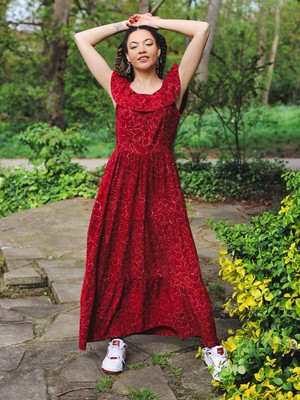 Organic Cotton Red Transformation Maxi Dress from Jenerous