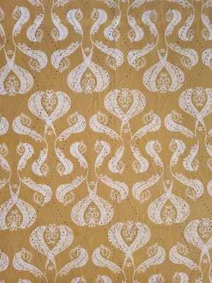 Mustard Yellow Swirl Block Printed Cotton Scarf from Jenerous