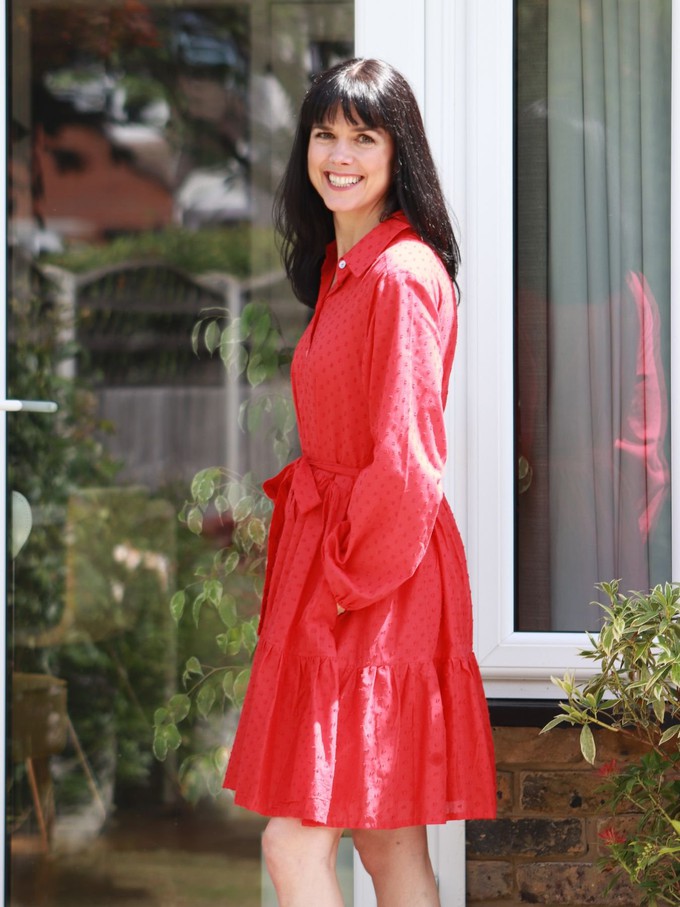 Red Cotton Short Brave Shirt Dress from Jenerous