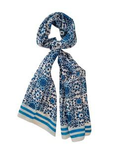 Blue & White Geometric Block Print Scarf via Jenerous