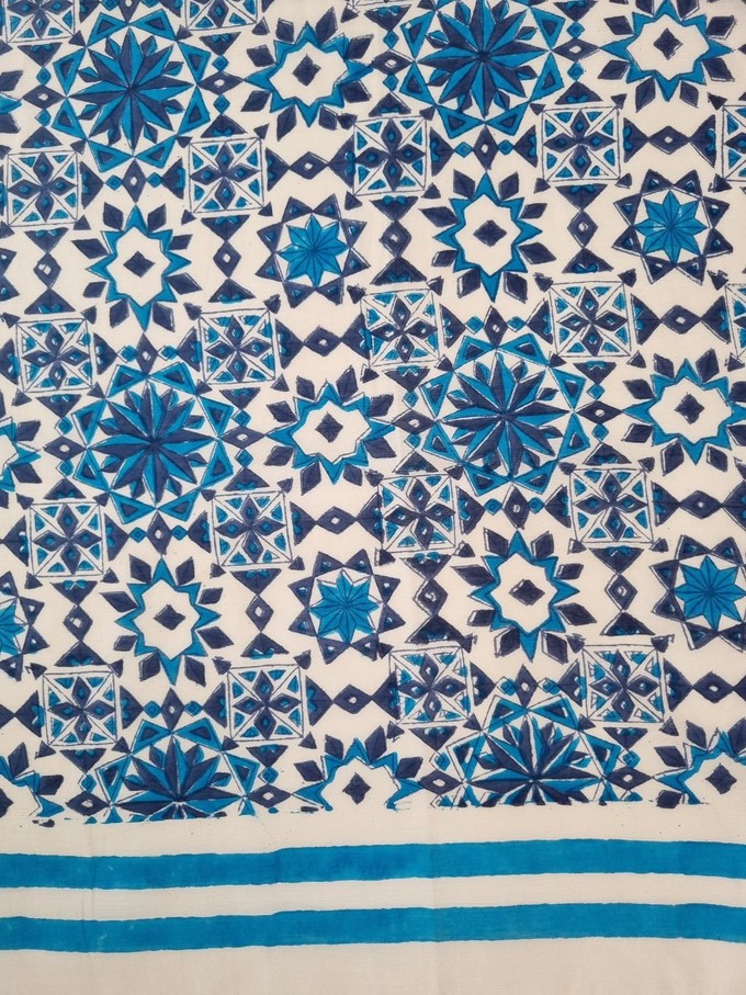 Blue & White Geometric Block Print Scarf from Jenerous