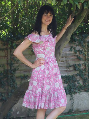 Organic Cotton Pink Floral Transformation Dress from Jenerous