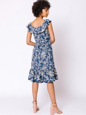 Organic Cotton Indigo Floral Transformation Dress from Jenerous