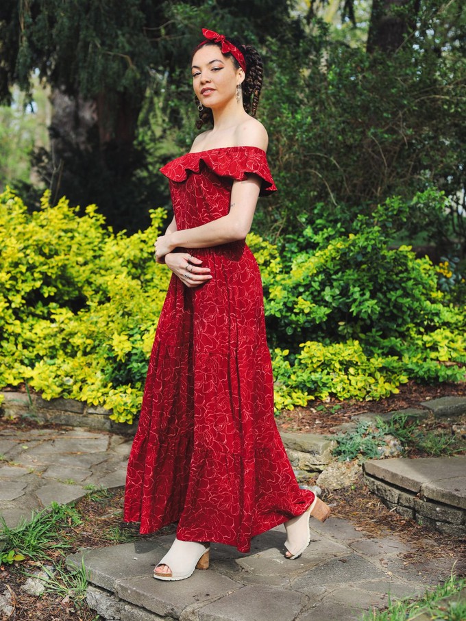 Organic Cotton Red Transformation Maxi Dress from Jenerous