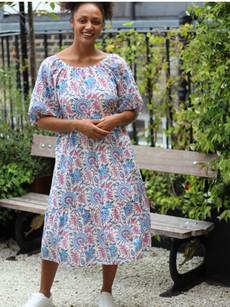 Pink Floral Raglan Sleeve Midi Transformation Dress via Jenerous