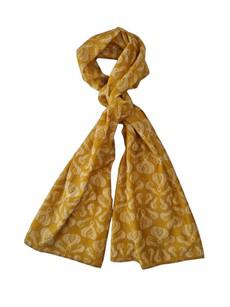 Mustard Yellow Swirl Block Printed Cotton Scarf via Jenerous