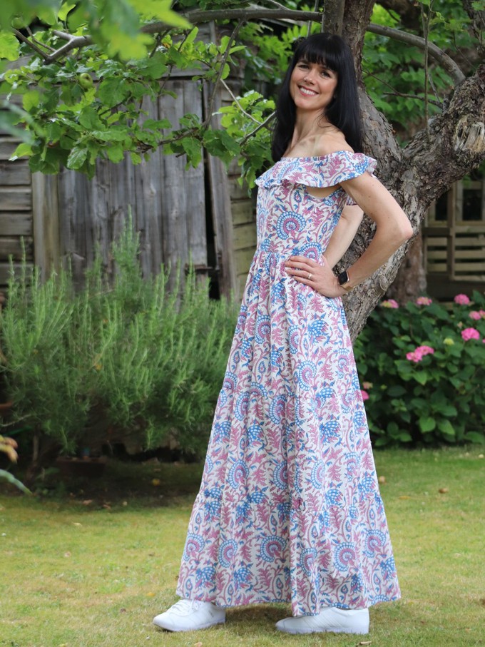 Pink & Blue Floral Transformation Maxi Dress from Jenerous