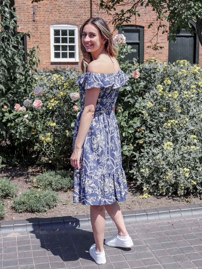 Organic Cotton Indigo Floral Transformation Dress from Jenerous