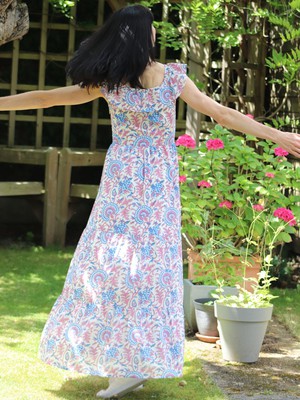 Pink & Blue Floral Transformation Maxi Dress from Jenerous