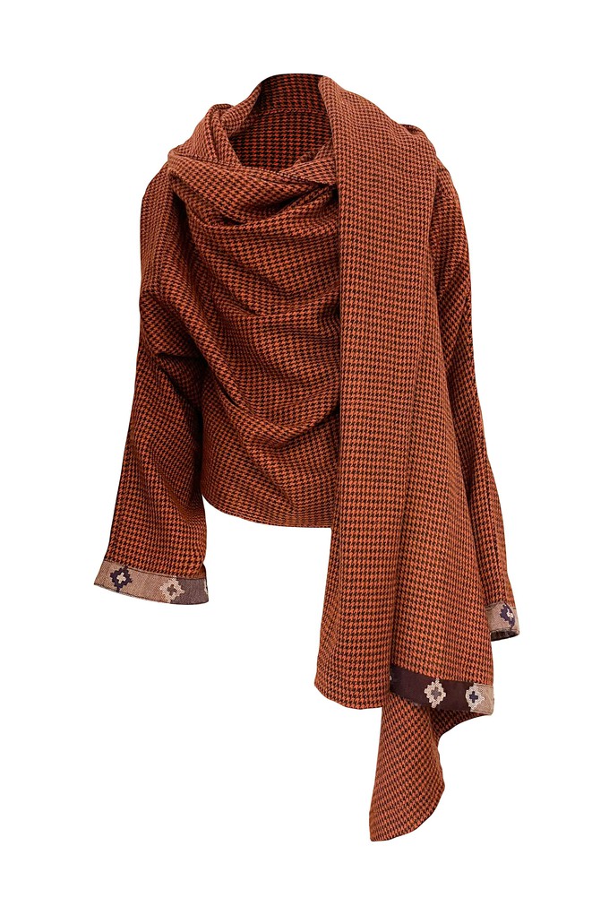 NEW! Wool Cape Coat Cocoon Rust Black from JULAHAS