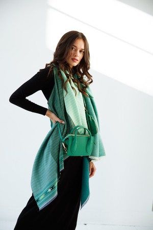 PETITE Light Wool Cape Fusion Green from JULAHAS