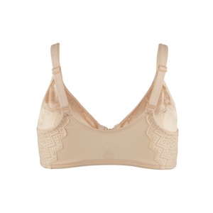 Grace - Peach Silk & Organic Cotton Lace Front Zip Non Wired Bra from JulieMay Lingerie