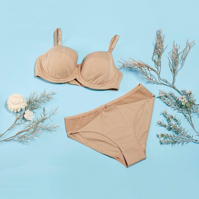 Shell-Underwired Silk & Organic Cotton Full Cup Bra with removable paddings from JulieMay Lingerie