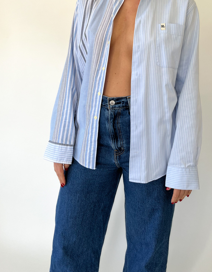 Duo blouse blue/grey striped - blue from JUNGL