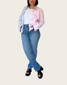 Duo blouse pink - striped via JUNGL