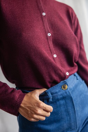 Baby alpaca knitted cardigan Navan Berry from Jyoti - Fair Works