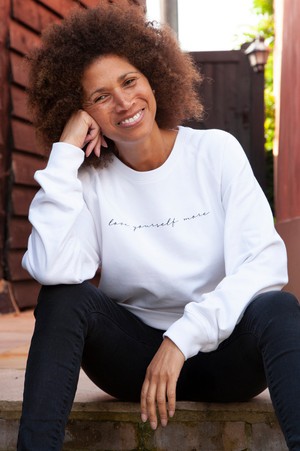 'Love yourself more' Unisex Dove White Sweater from Kind Kompany
