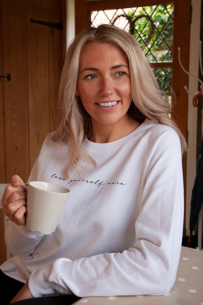 'Love yourself more' Unisex Dove White Sweater from Kind Kompany
