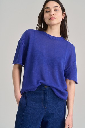 STEVIE Organic Linen Blend Tee - Blue from KOMODO