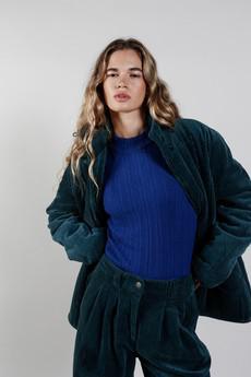 KENEILA Organic Cotton Corduroy Coat - Marine green via KOMODO