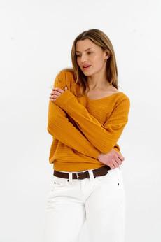 PIA Organic Cotton Pointelle Jumper - Mustard via KOMODO