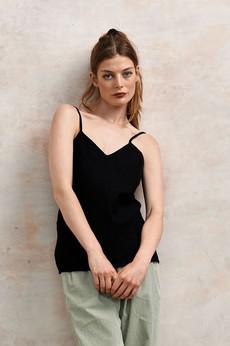 FLEUR - Organic Linen Cotton Camisole - Black via KOMODO
