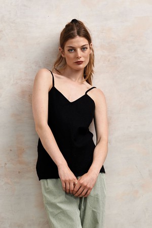 FLEUR - Organic Linen Cotton Camisole - Black from KOMODO