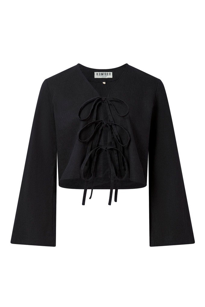 SAVANNAH - Organic Linen Cotton Tie Top - Black from KOMODO