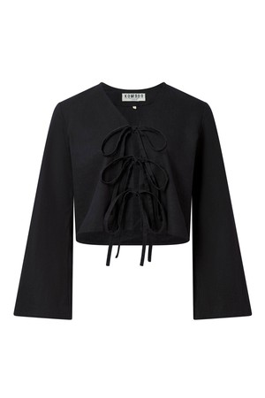 SAVANNAH - Organic Linen Cotton Tie Top - Black from KOMODO