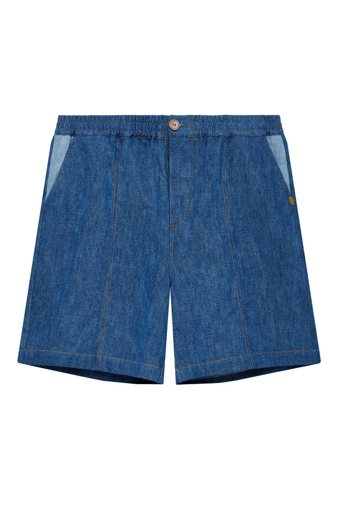 MARIO - Linen Shorts Blue Patchwork from KOMODO