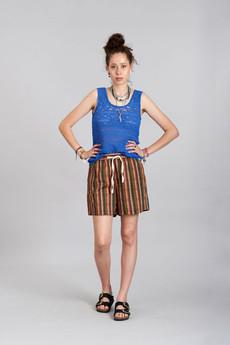 LEAH - Organic Cotton Shorts Green Stripe via KOMODO