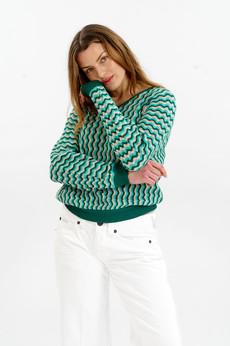 CLOVER Organic Cotton Pointelle Jumper - Green via KOMODO