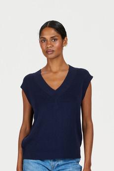 SANDER Organic Ramie Cotton Vest - navy via KOMODO