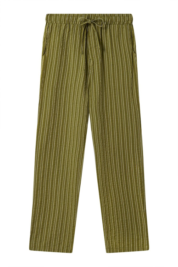 JOSHUA - Organic Cotton Trousers - Green Stripe from KOMODO