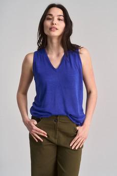 MALA - Organic Linen Blend Vest - Blue via KOMODO