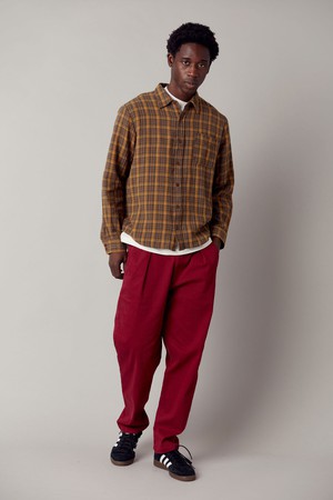 BOWIE - Loose Fit Organic Cotton Twill Trouser Wine Red from KOMODO
