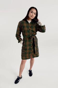 RUBY Organic Cotton Flannel Dress - Patchwork Green via KOMODO