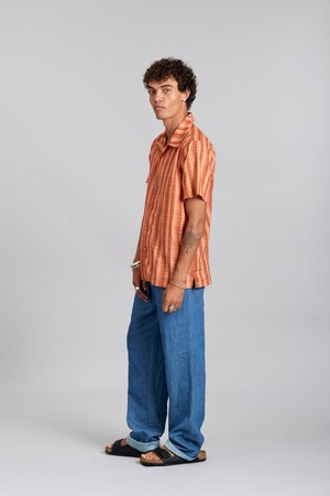 SPINDRIFT - Organic Cotton Shirt Weave Stripe Peach from KOMODO