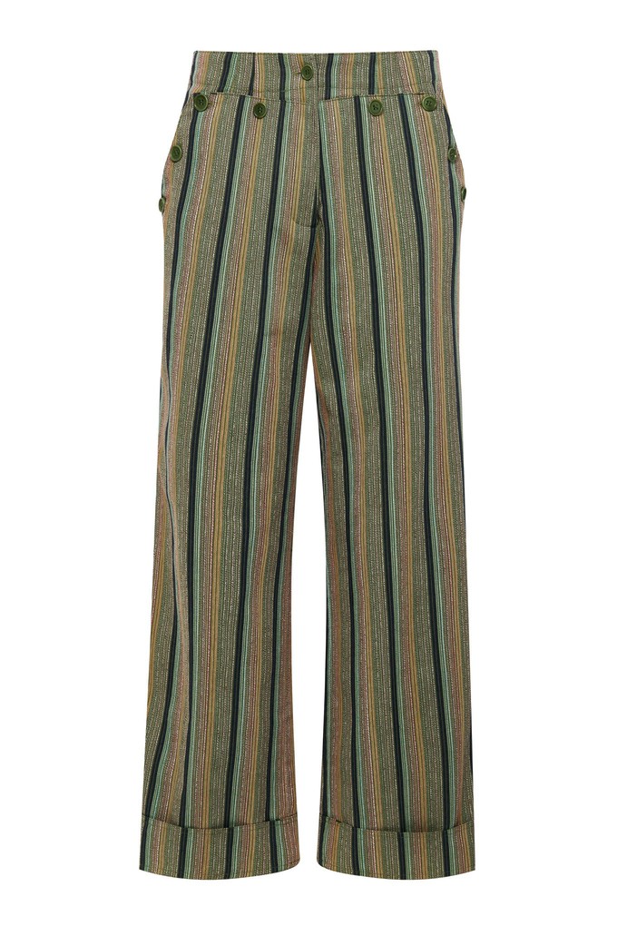TANSY - Organic Cotton Trousers Green Stripe from KOMODO