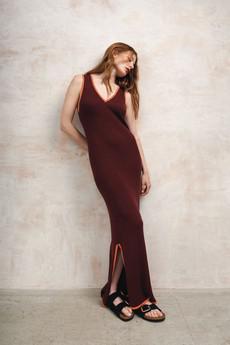 THANDIE - Organic Cotton Knit Dress - Berry via KOMODO
