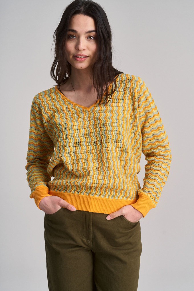 CLOVER - Pointelle Knit Organic Linen Jumper - Sunshine Wave from KOMODO