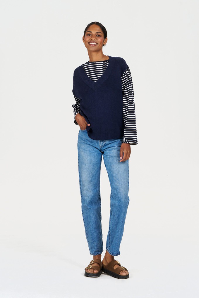 SANDER Organic Ramie Cotton Vest - navy from KOMODO