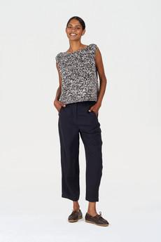 OLIVE Tencel Linen Trouser - Navy via KOMODO