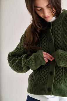 CHARLIE Lambswool Cardigan - Green via KOMODO