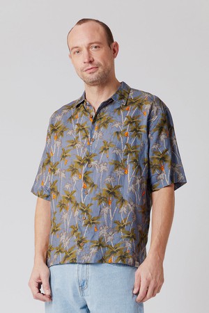 DINGWALLS Jungle Print Linen Shirt Blue from KOMODO